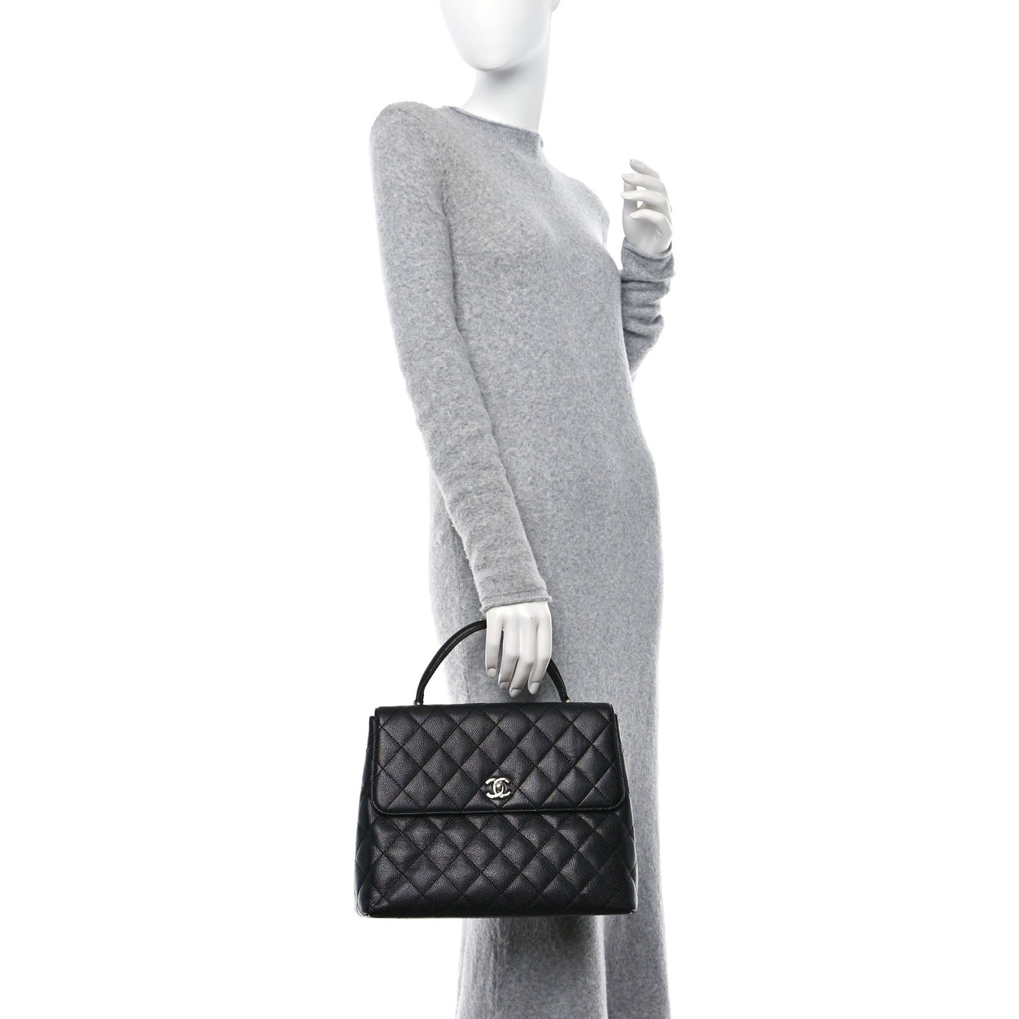 Caviar Quilted Jumbo Kelly Flap Black