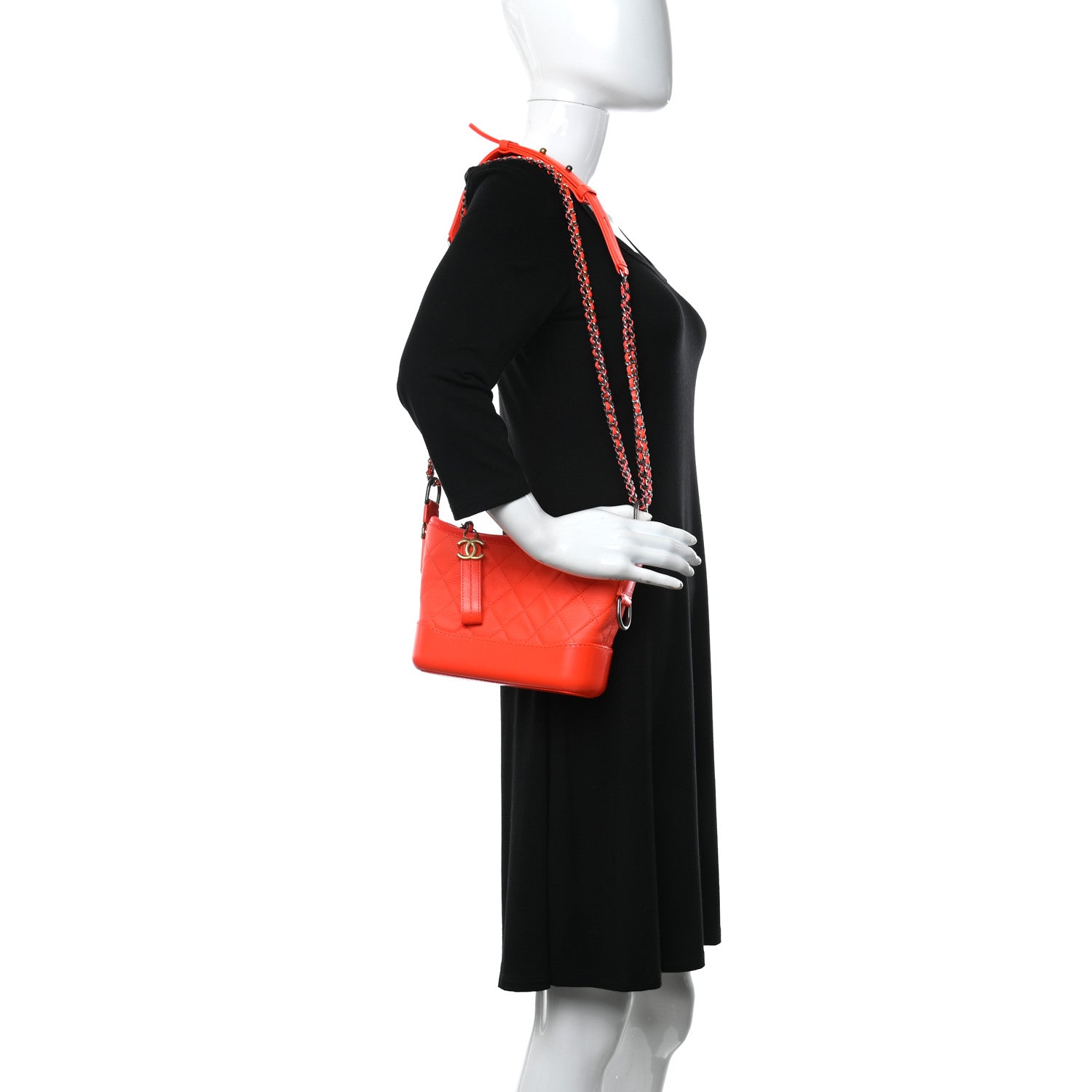 Chanel Goatskin Quilted Small Gabrielle Hobo Orange 3 of 11