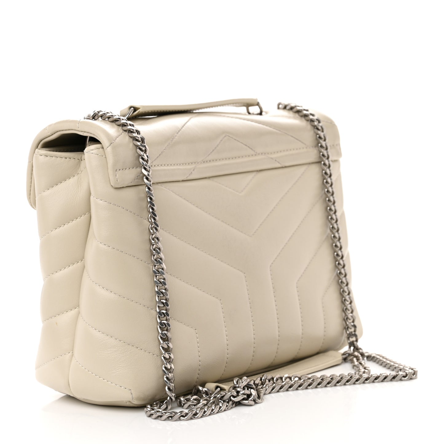 Calfskin Y Quilted Monogram Small Loulou Chain Satchel Crema Soft