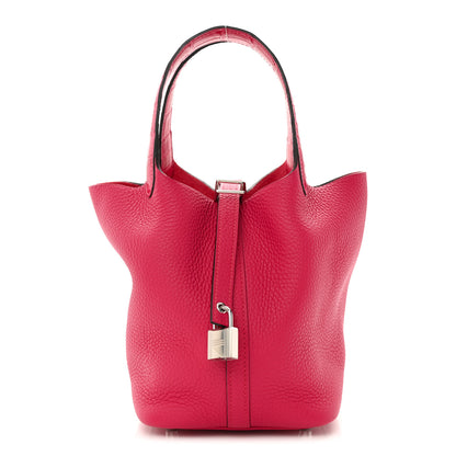 Hermes Taurillon Clemence Matte Alligator Picotin Lock Touch 18 PM Framboise 1 of 11