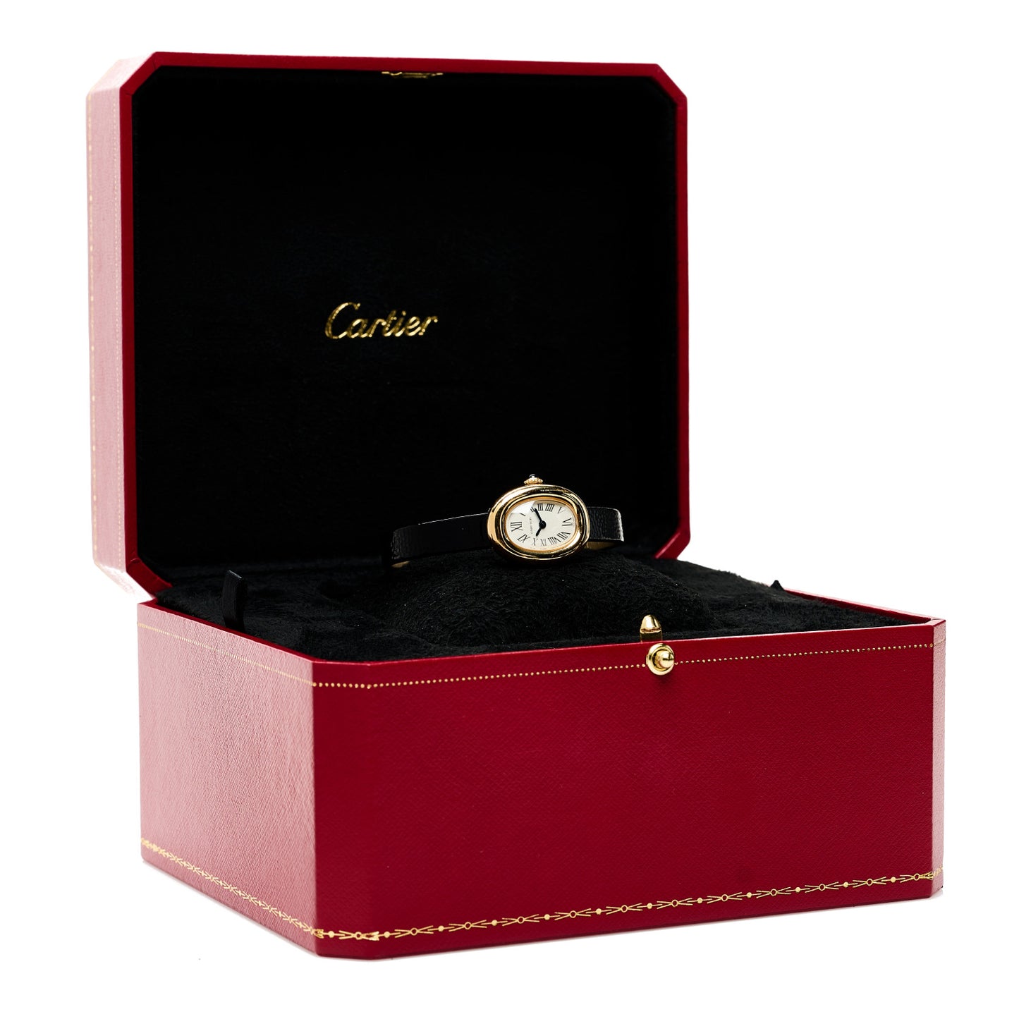 18K Yellow Gold Calfskin 18mm Baignoire Quartz Watch