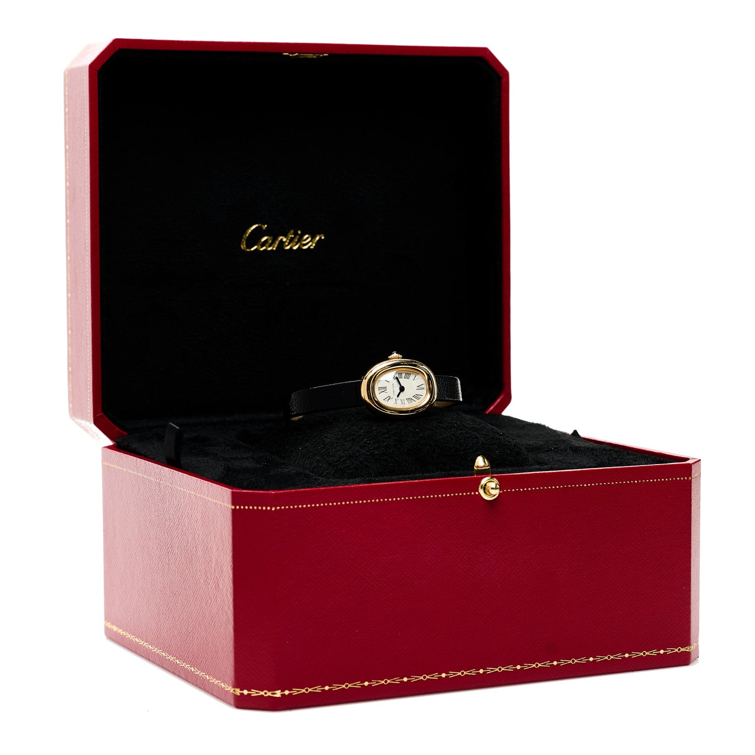 Cartier 18K Yellow Gold Calfskin 18mm Baignoire Quartz Watch 5 of 5