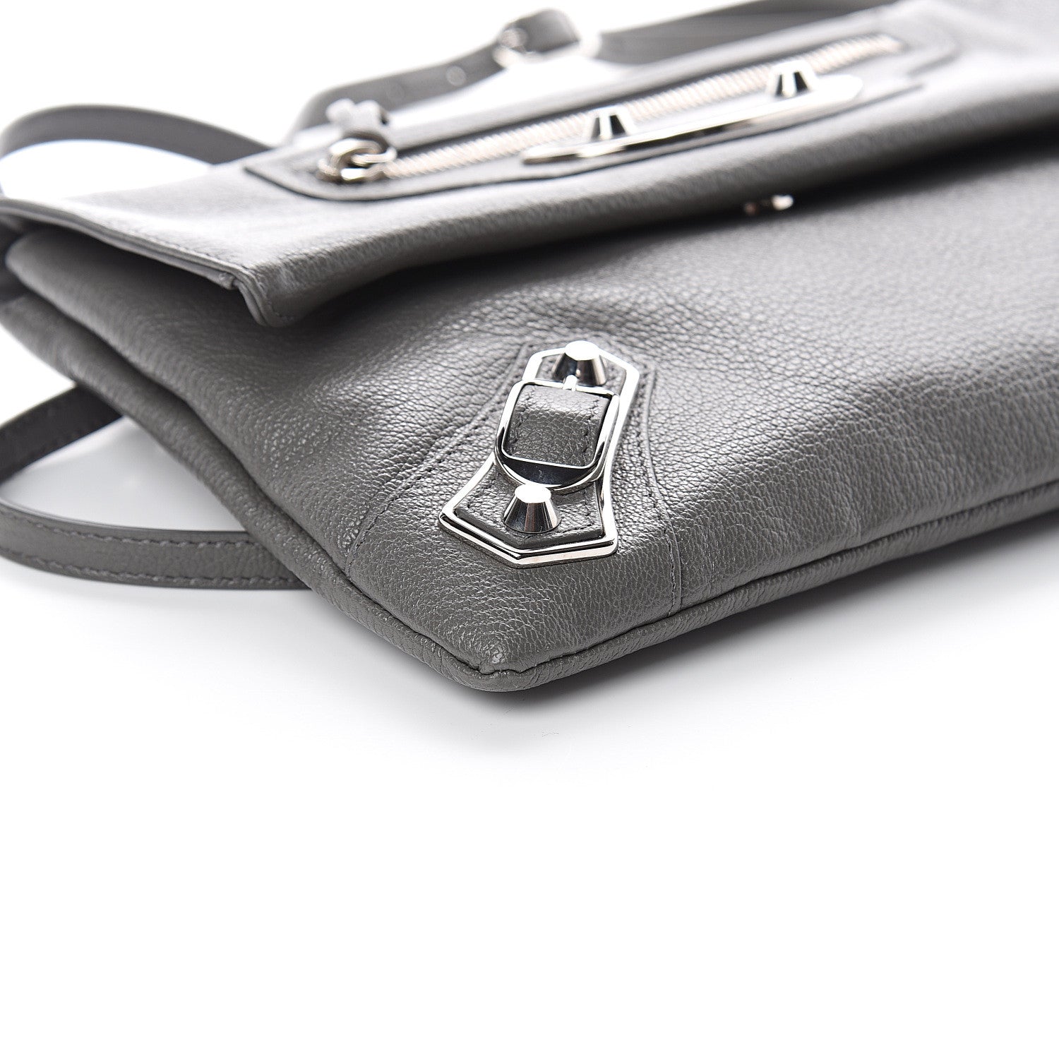 Balenciaga Chevre Silver Metallic Edge Hardware Envelope Clutch Gris Acier 7 of 8