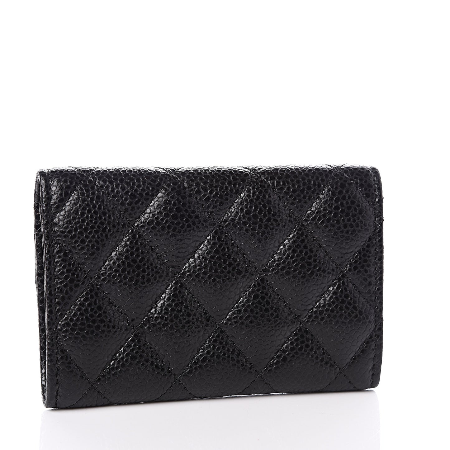 Caviar Quilted Flap Card Holder Black