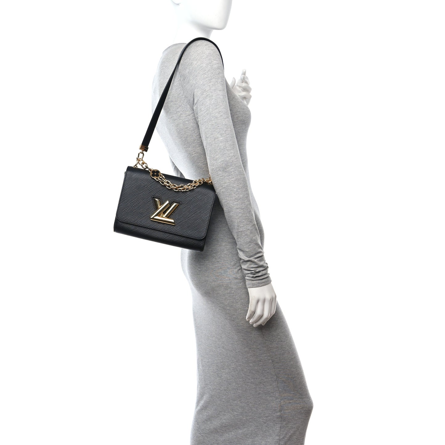 Epi Twist Monogram Flower Chain Shoulder Bag MM Black