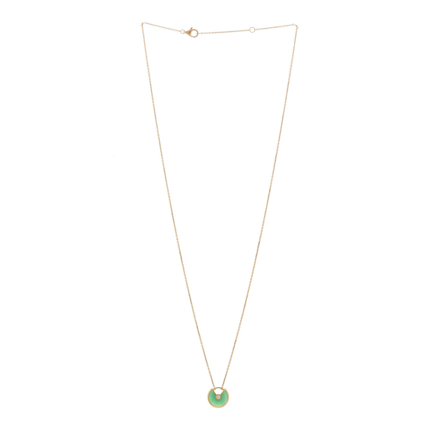 18K Yellow Gold Diamond Chrysoprase XS Amulette de Cartier Pendant Necklace