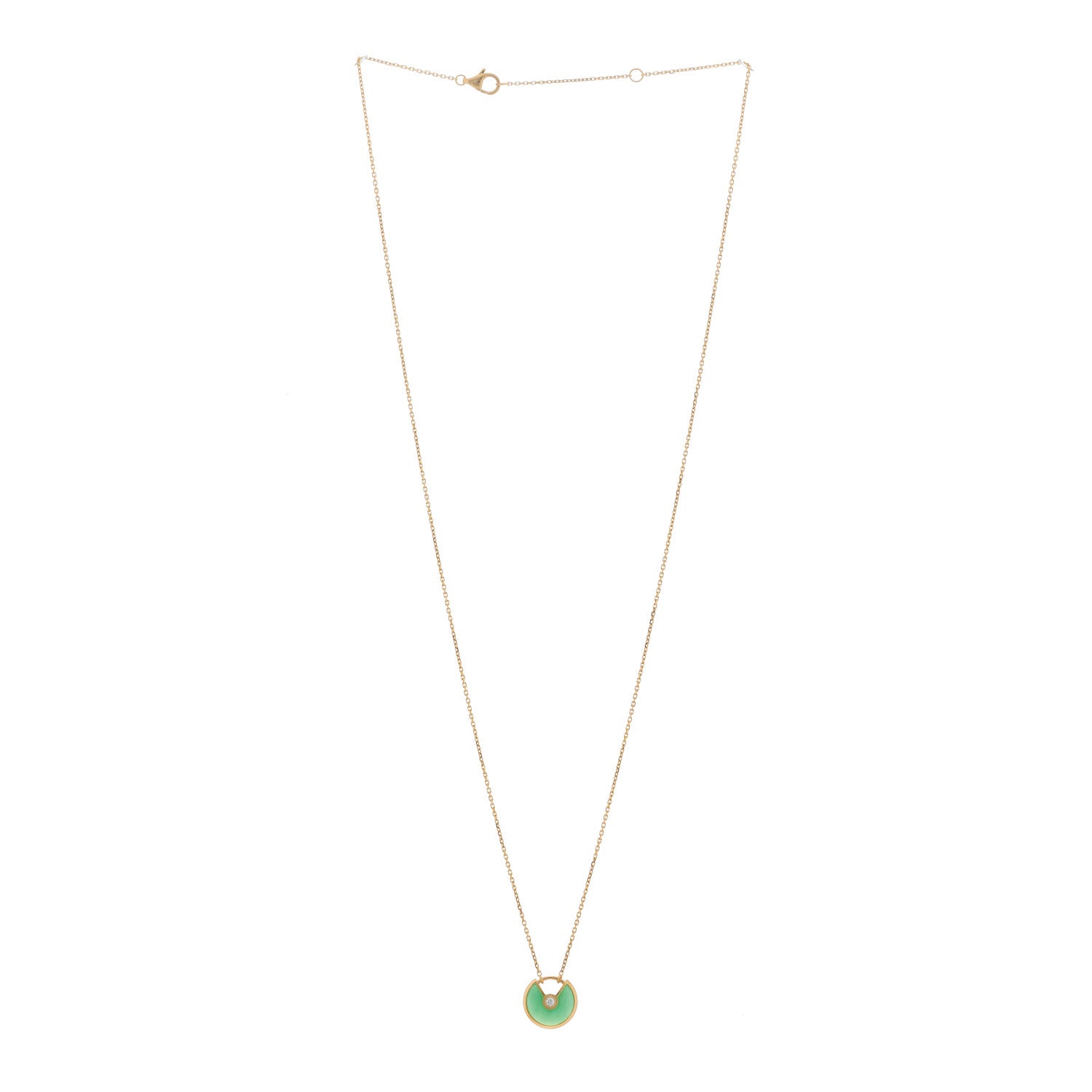 Cartier 18K Yellow Gold Diamond Chrysoprase XS Amulette de Cartier Pendant Necklace 3 of 6