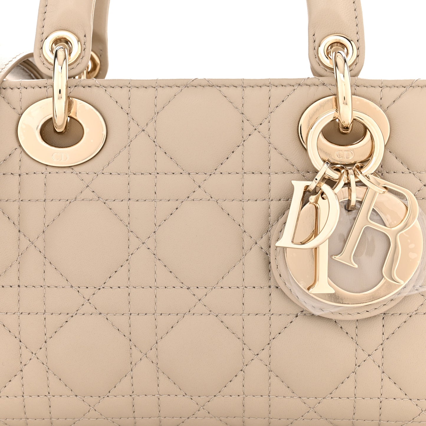 Lambskin Cannage Medium Lady D-Joy Sand