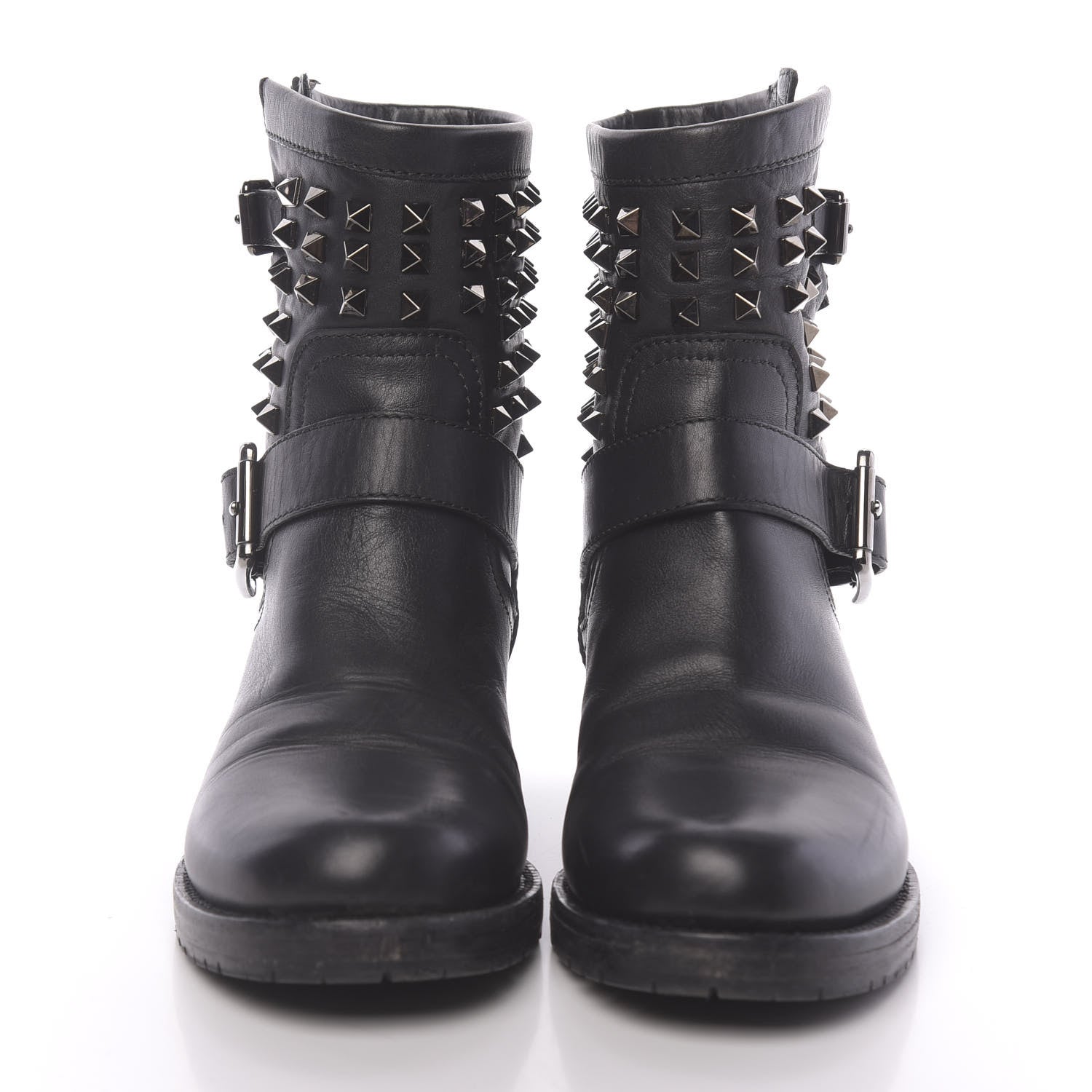 Valentino Garavani Calfskin Rockstud 30mm Biker Boots 38.5 Black 2 of 9