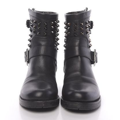 Valentino Garavani Calfskin Rockstud 30mm Biker Boots 38.5 Black 2 of 9
