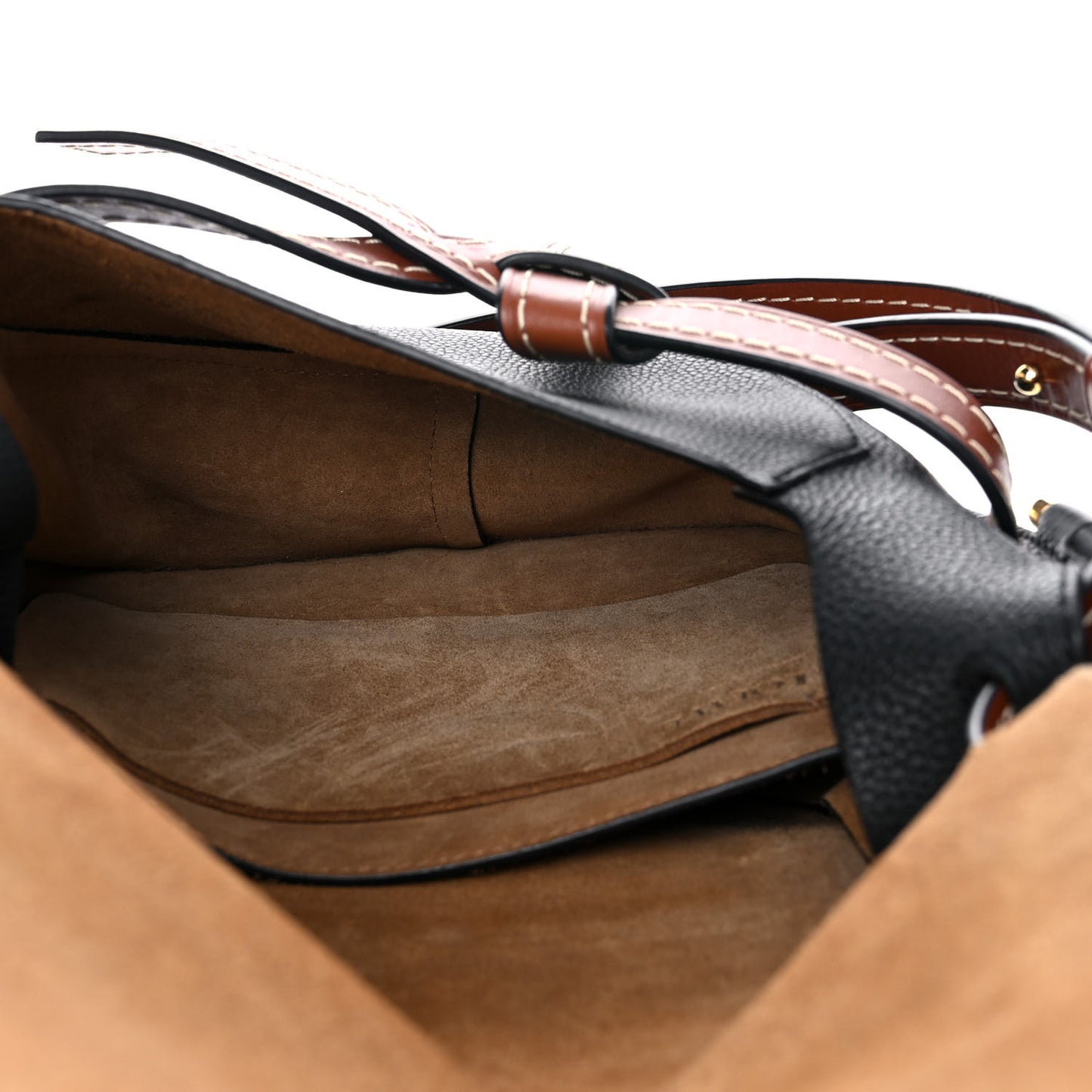 Grained Calfskin Small Gate Crossbody Bag Pecan Black