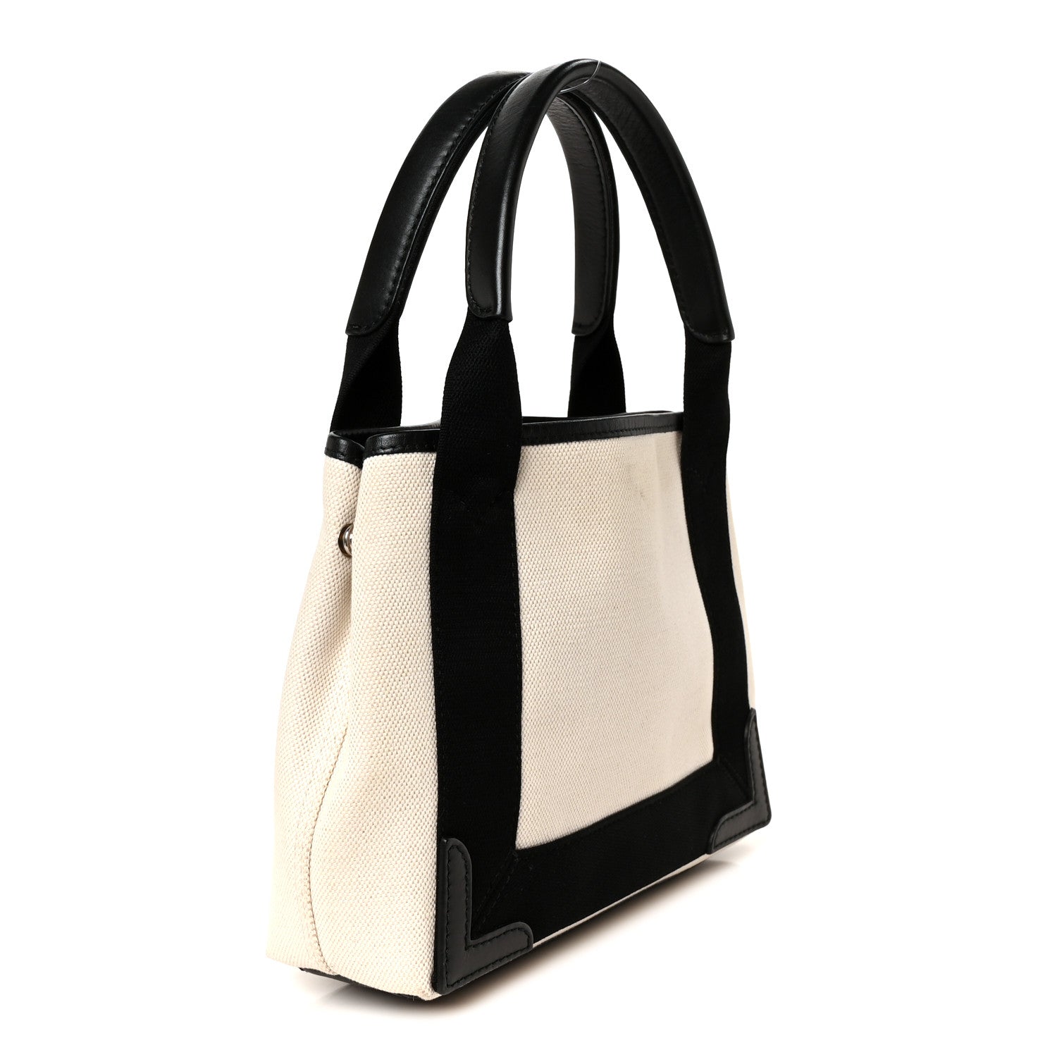 Balenciaga Cotton Canvas Calfskin Navy Cabas XS Natural Black 3 of 10