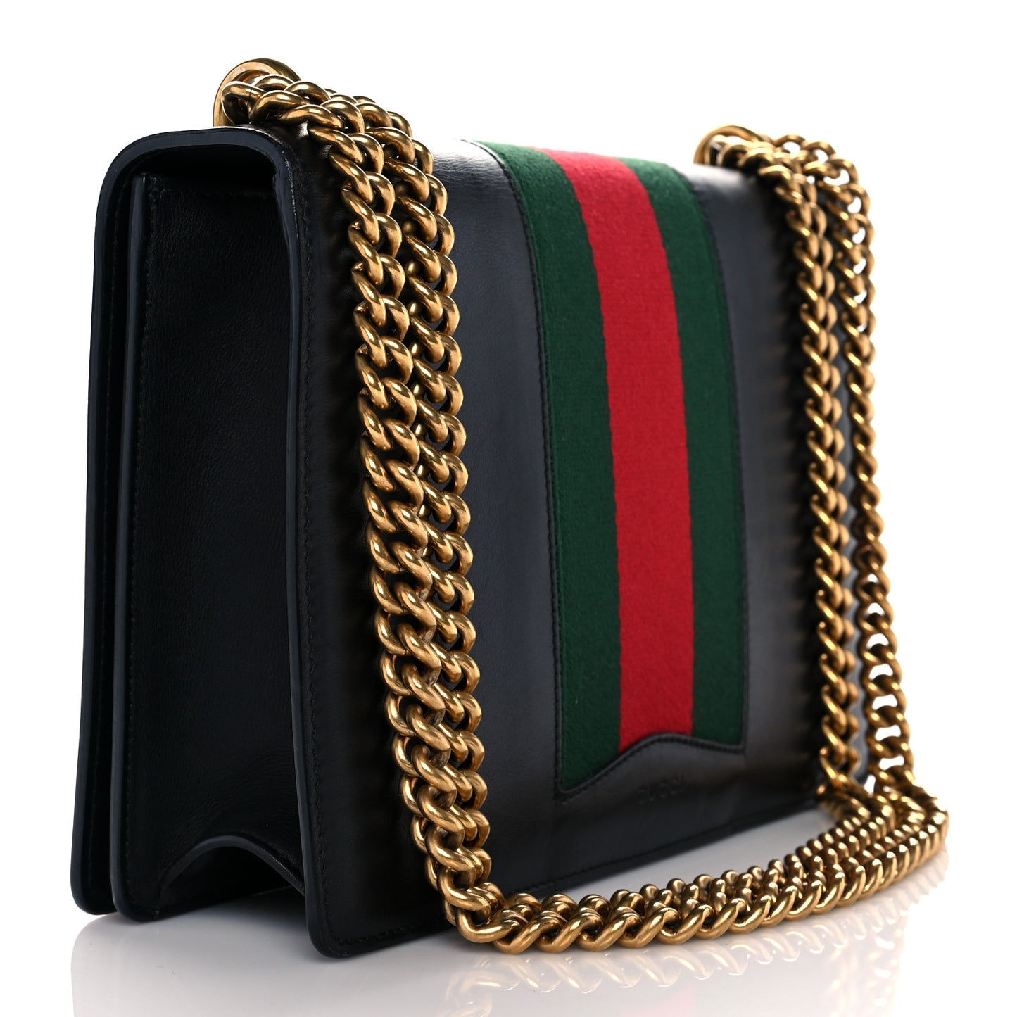 Calfskin Web Medium Peony Chain Shoulder Bag Black