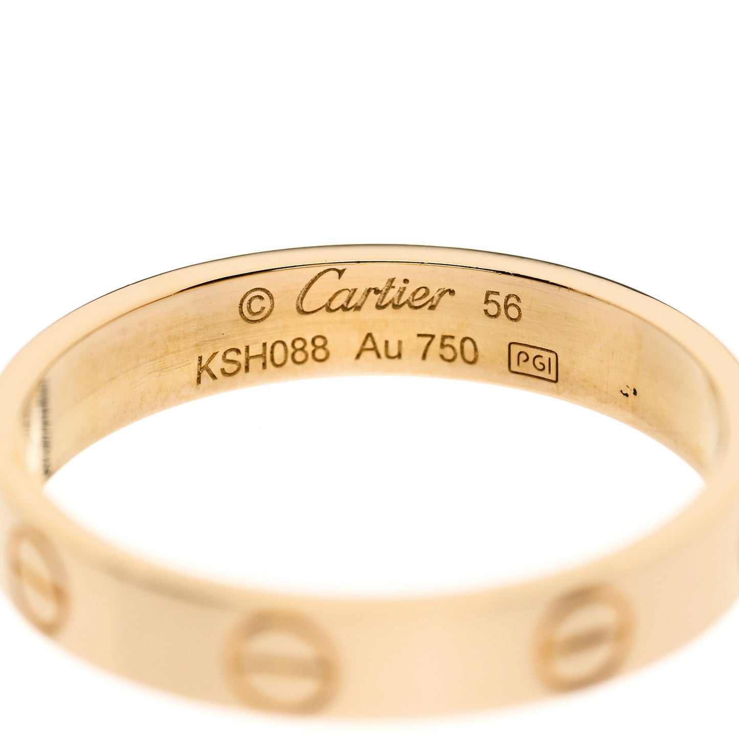 18K Yellow Gold 3.5mm LOVE Wedding Band Ring 56 7.5