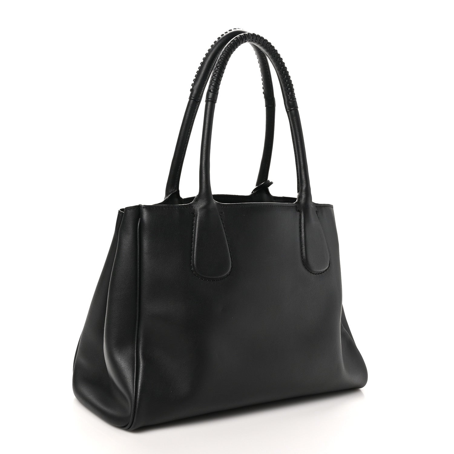 Salvatore Ferragamo Calfskin Double Handle Nolita Satchel Black 3 of 9