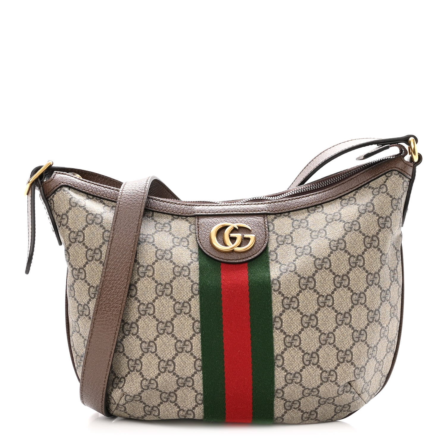 Gucci GG Supreme Monogram Web Small Ophidia Half Moon Hobo Brown 1 of 10