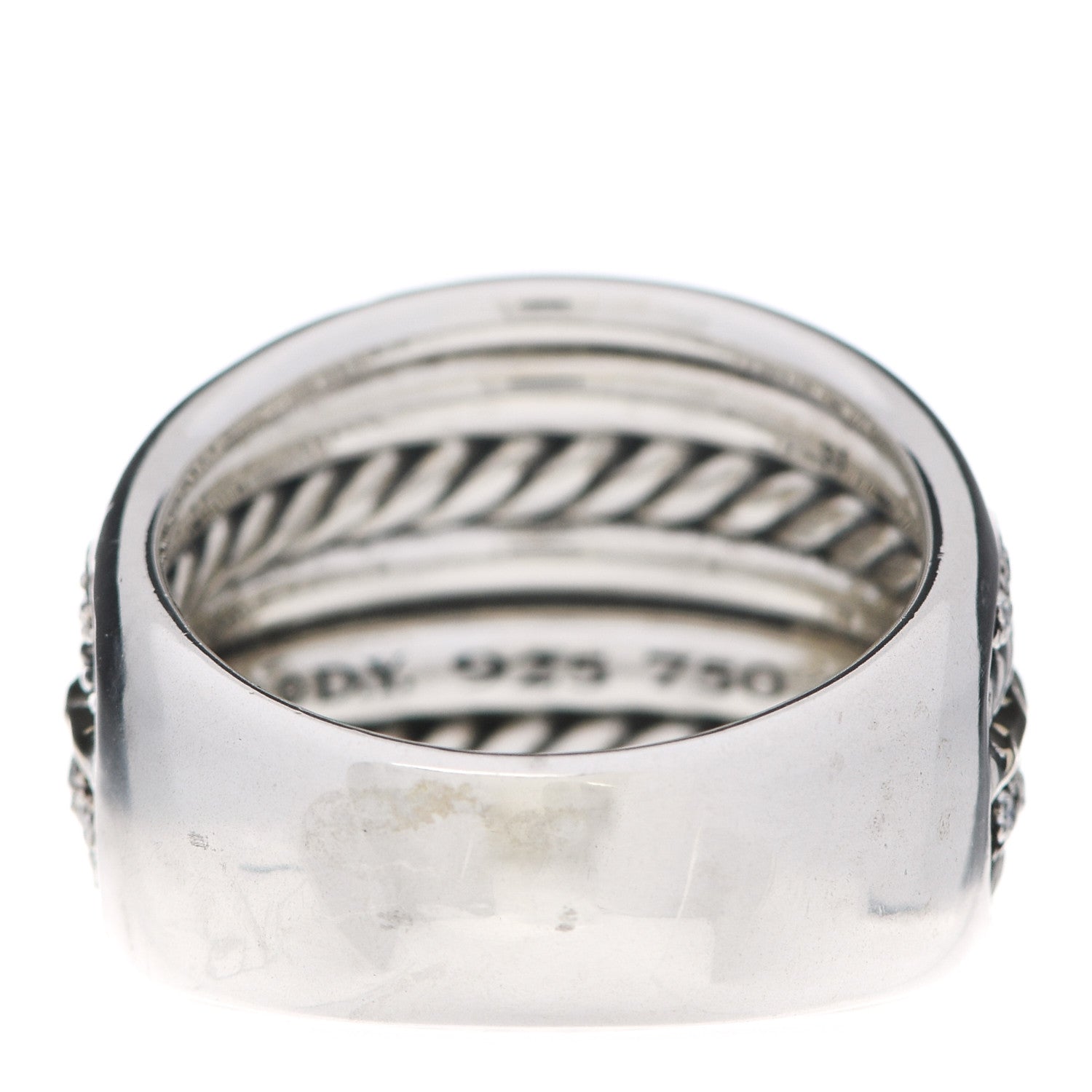 David Yurman Sterling Silver 18K Yellow Gold Diamond Midnight Melange Cable Ring 54 6.75 3 of 5