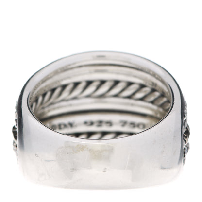 David Yurman Sterling Silver 18K Yellow Gold Diamond Midnight Melange Cable Ring 54 6.75 3 of 5