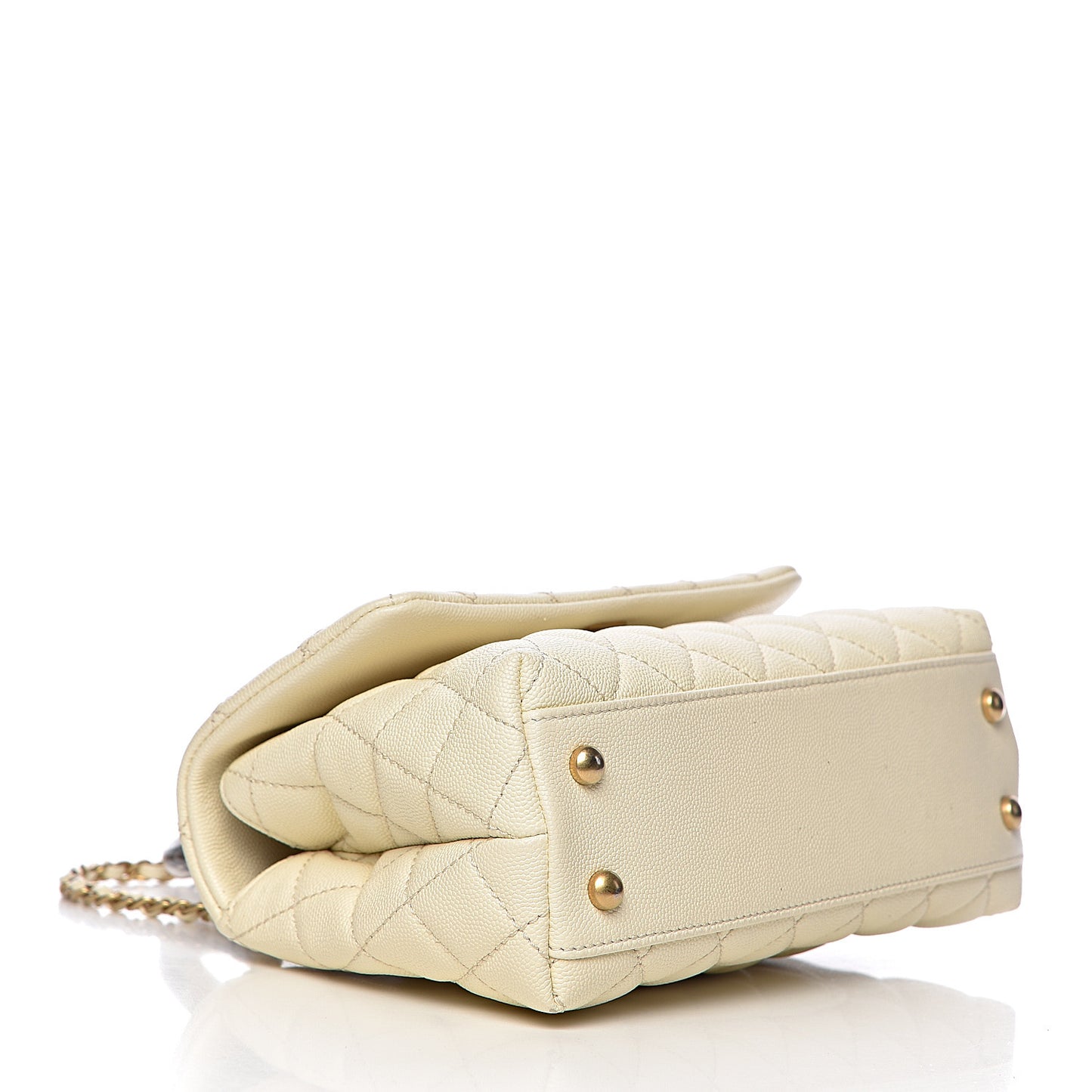 Caviar Elaphe Quilted Mini Coco Handle Flap Ivory