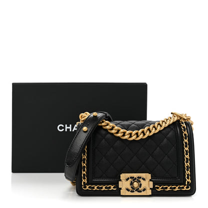 Chanel Caviar Quilted Small Chain Around Boy Flap Black 10 of 10