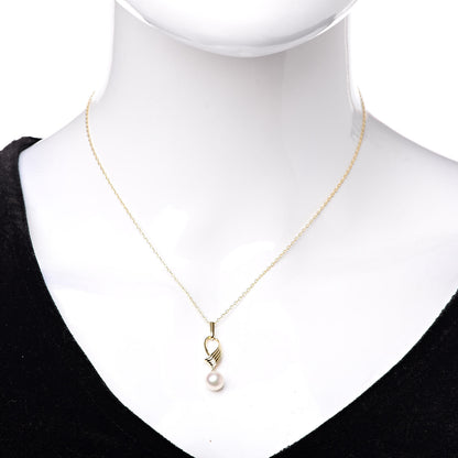 Mikimoto 18K Yellow Gold Akoya Pearl 7mm Pendant Necklace 2 of 5
