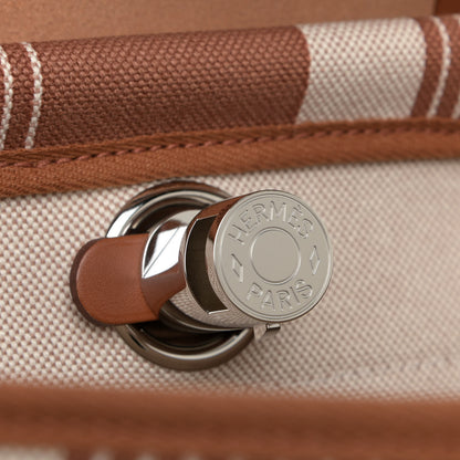 Hermes Vache Hunter Toile H Vibration Herbag Zip Retourne 31 PM Fauve Ecru Beige 12 of 13