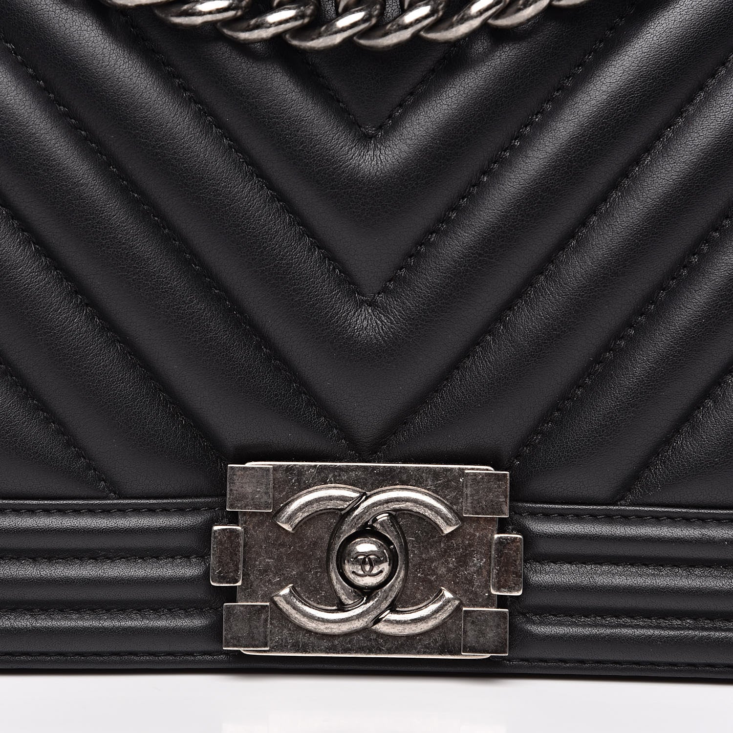 Chanel Calfskin Chevron Quilted Medium Boy Flap Black 12 of 13