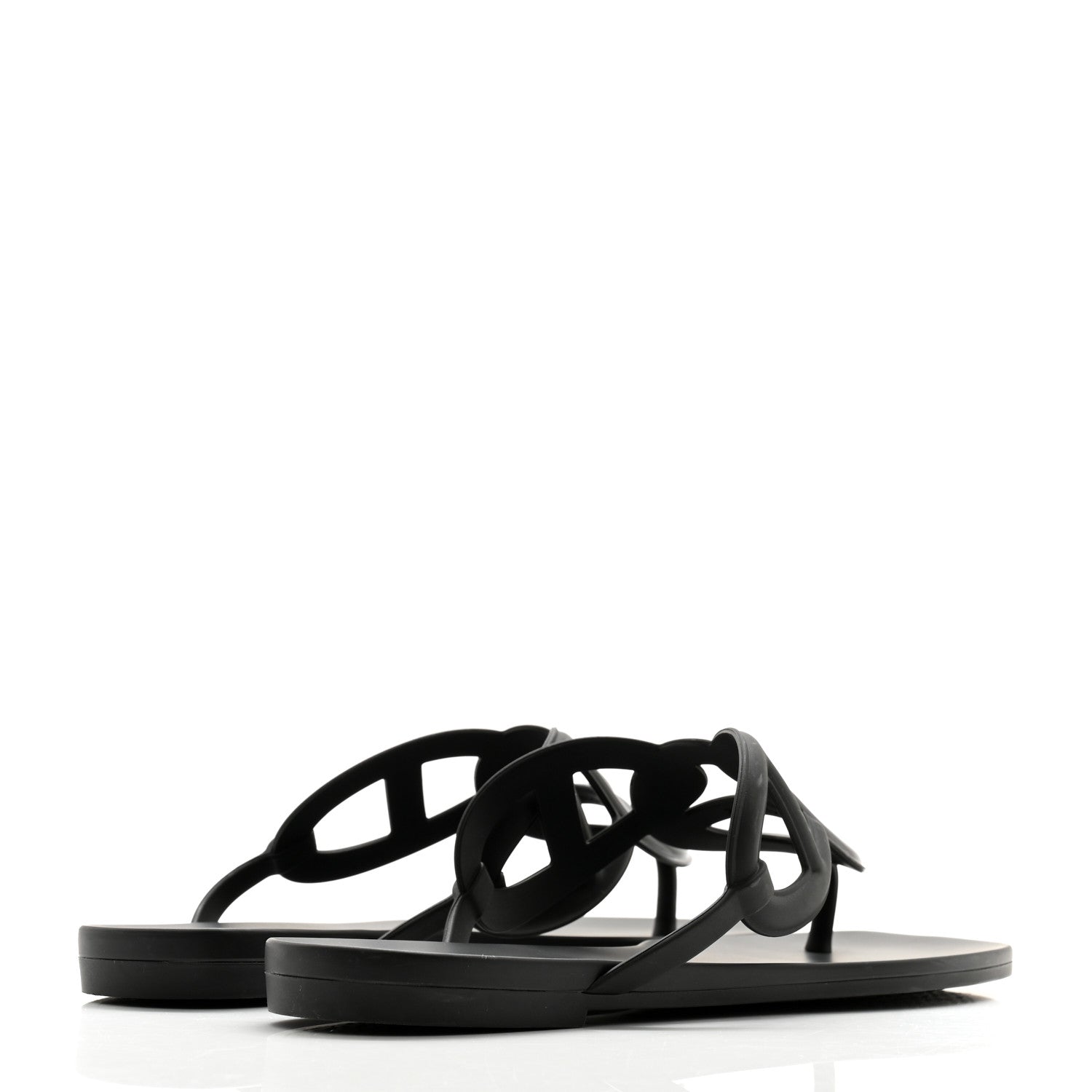 Hermes Rubber Womens Egerie Sandals 40 Black 4 of 9