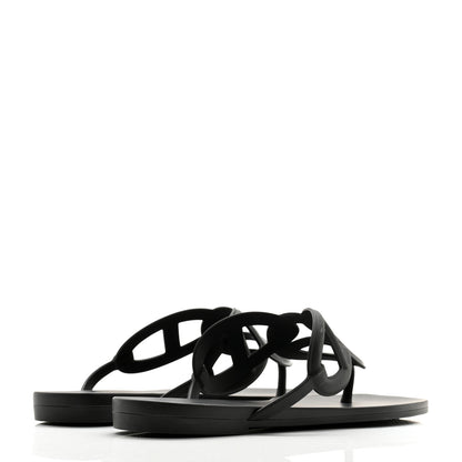 Hermes Rubber Womens Egerie Sandals 40 Black 4 of 9