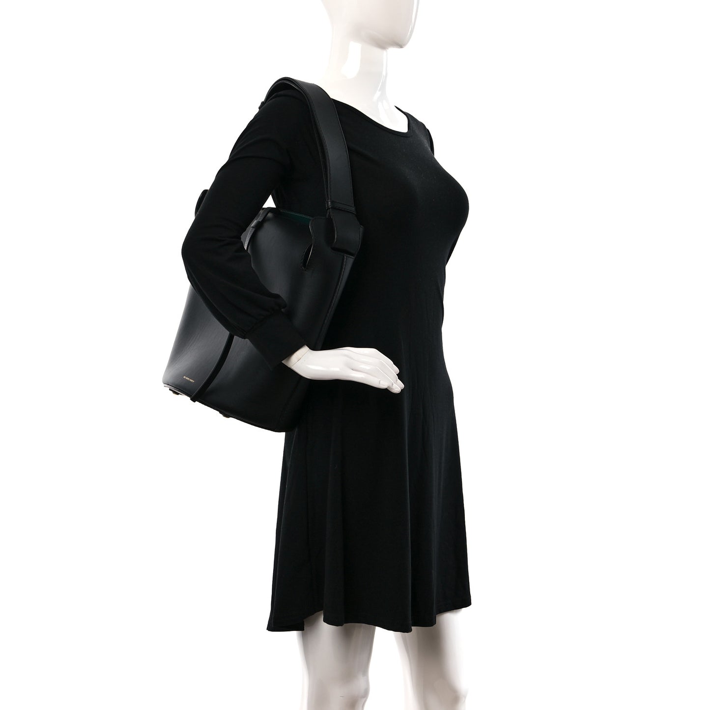 Supple Calfskin Medium Bucket Bag Black