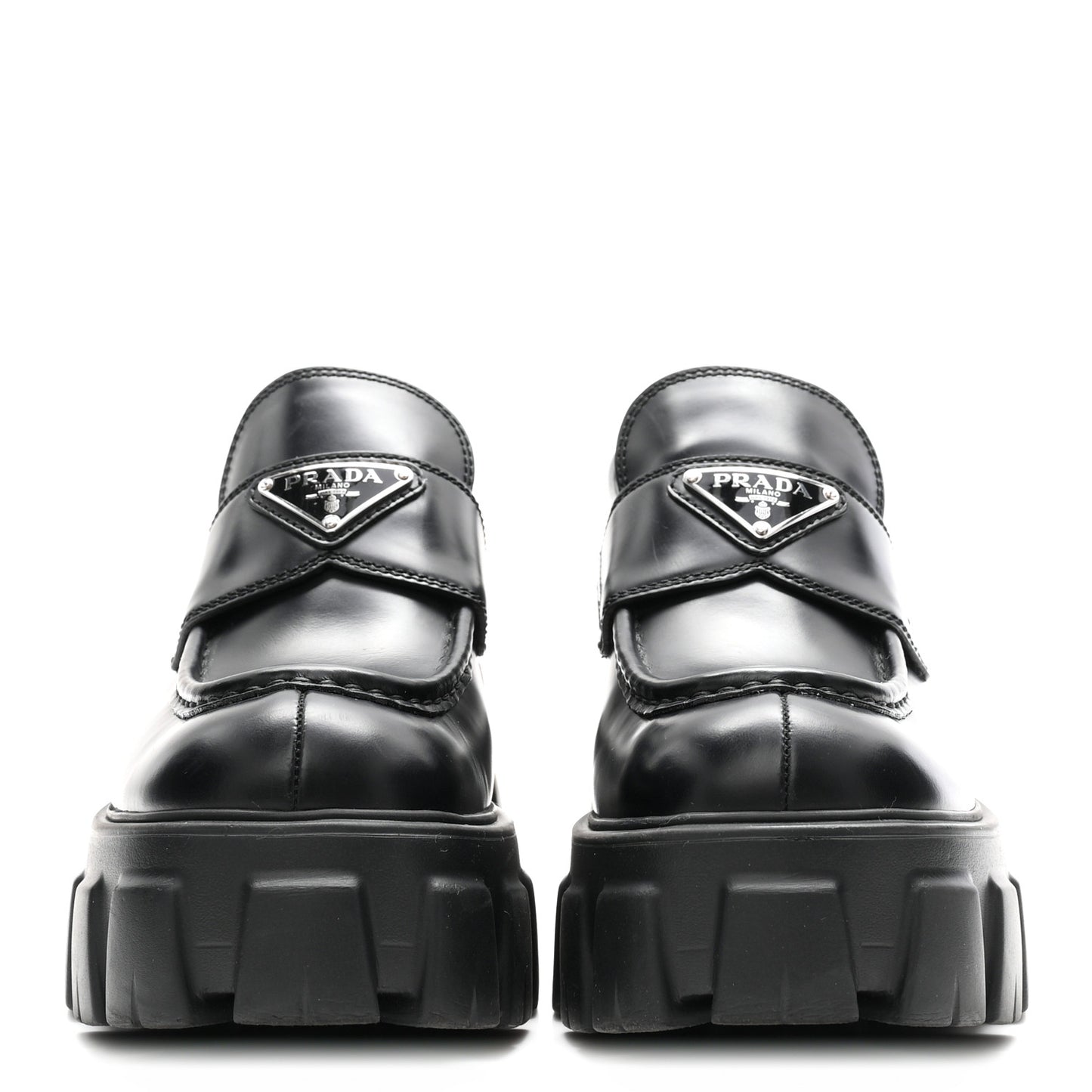 Spazzolato Rois Metal Triangle Logo Monolith 55mm Loafers 37 Black