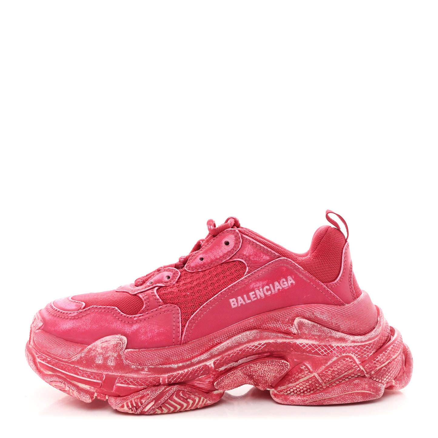 Fabric Mesh Faded Washed Womens Triple S Sneakers 38 Red