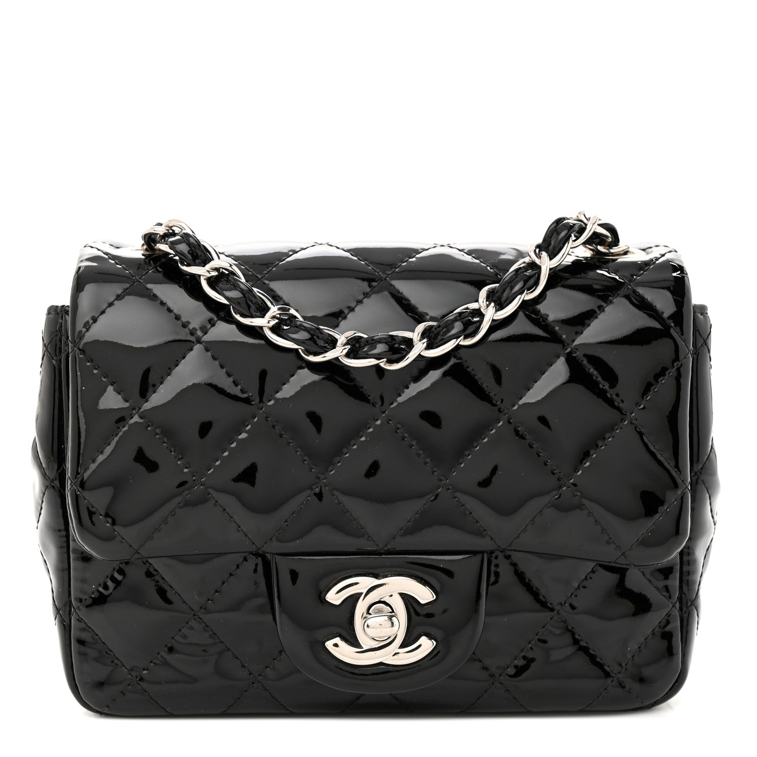 Chanel Patent Calfskin Quilted Mini Square Flap Black 1 of 10
