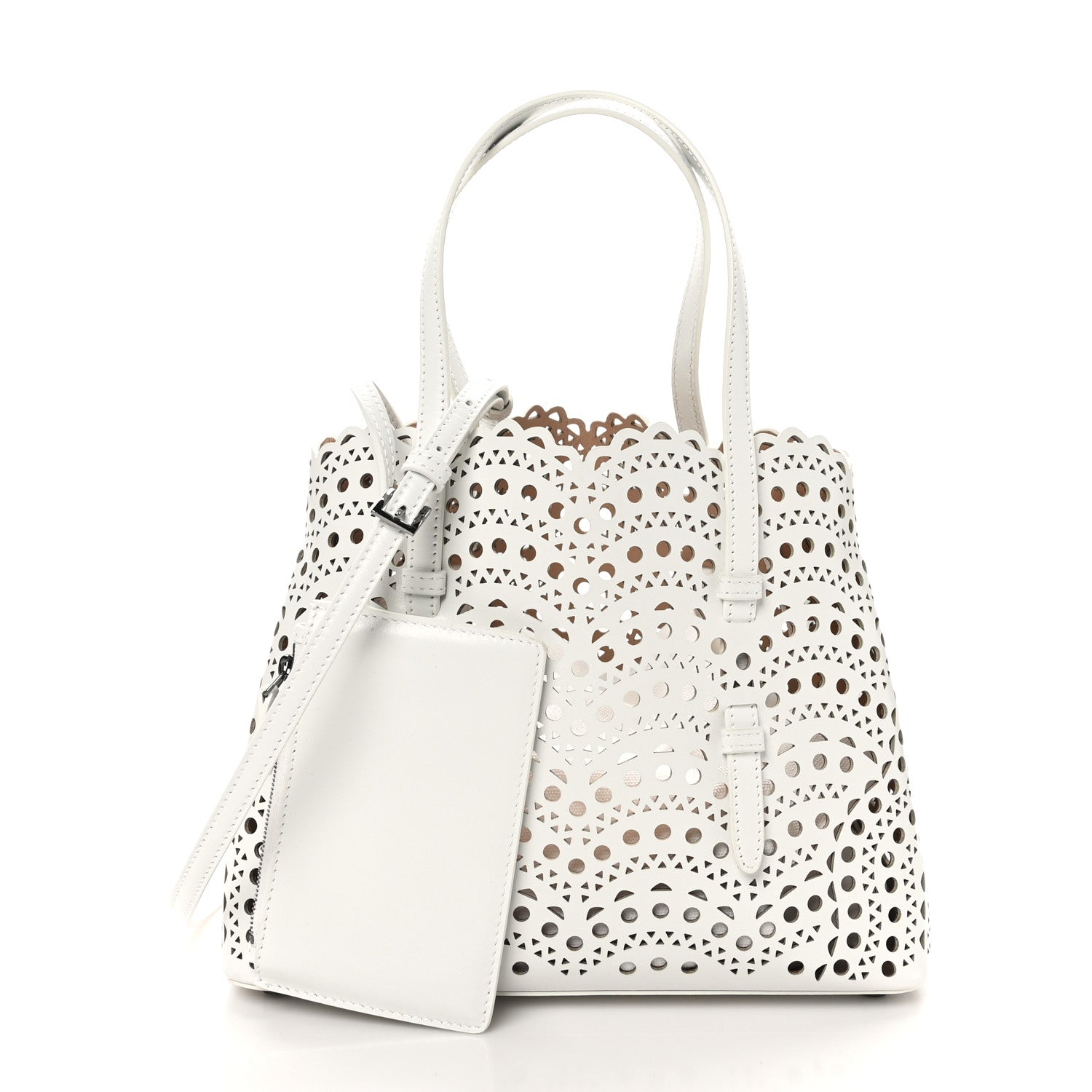 Alaia Calfskin Vienne Wave Mina 25 Bag  White 3 of 10