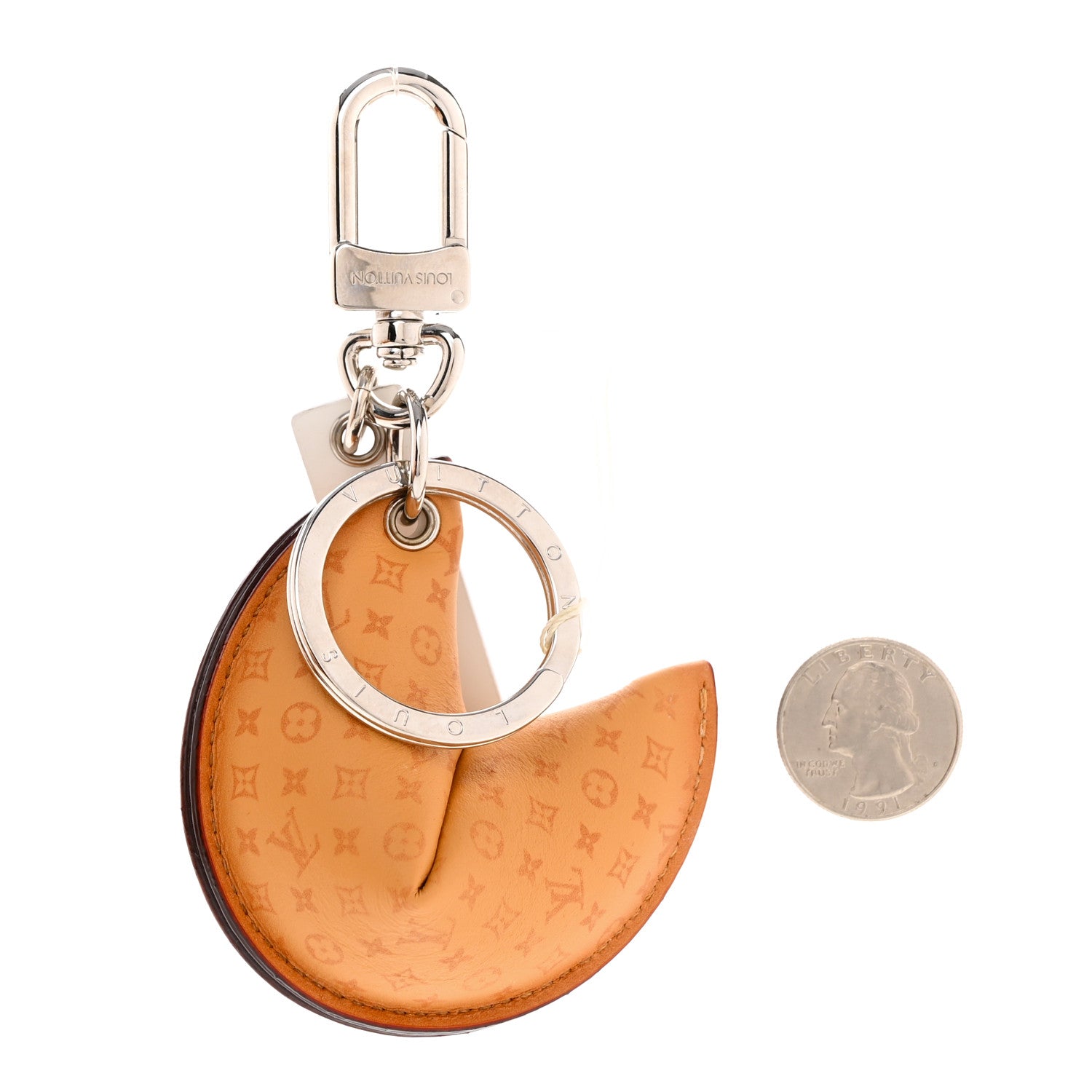 Louis Vuitton Calfskin Monogram Printed LV Fortune Cookie Bag Charm Key Holder Brown 2 of 5