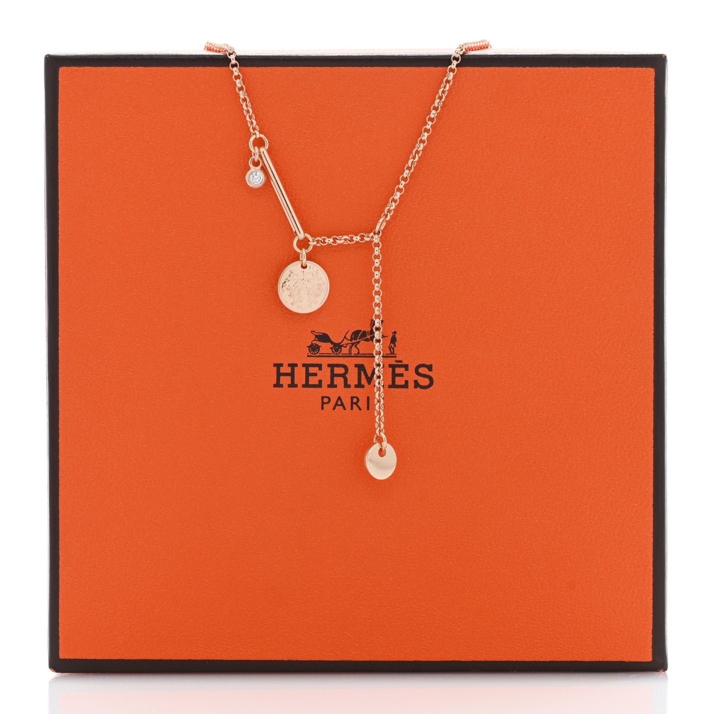 18K Rose Gold Diamond PM Ex-Libris Pendant Necklace