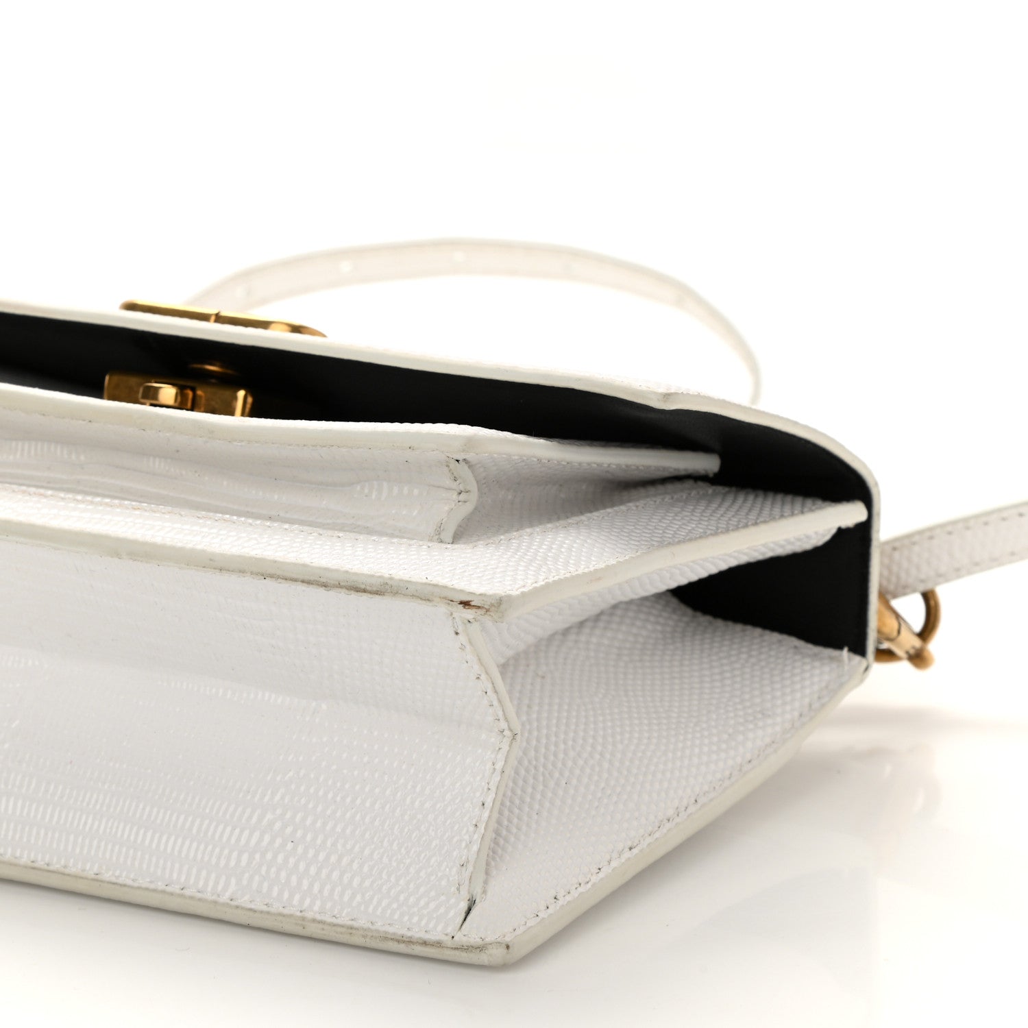 Balenciaga Patent Calfskin Lizard Embossed XS Sharp Top Handle Bag White 8 of 10