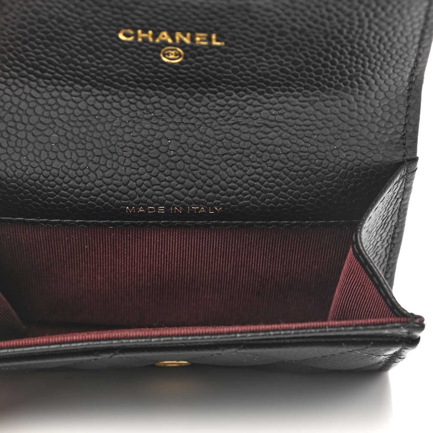 Caviar Quilted Flap Card Holder Wallet Black