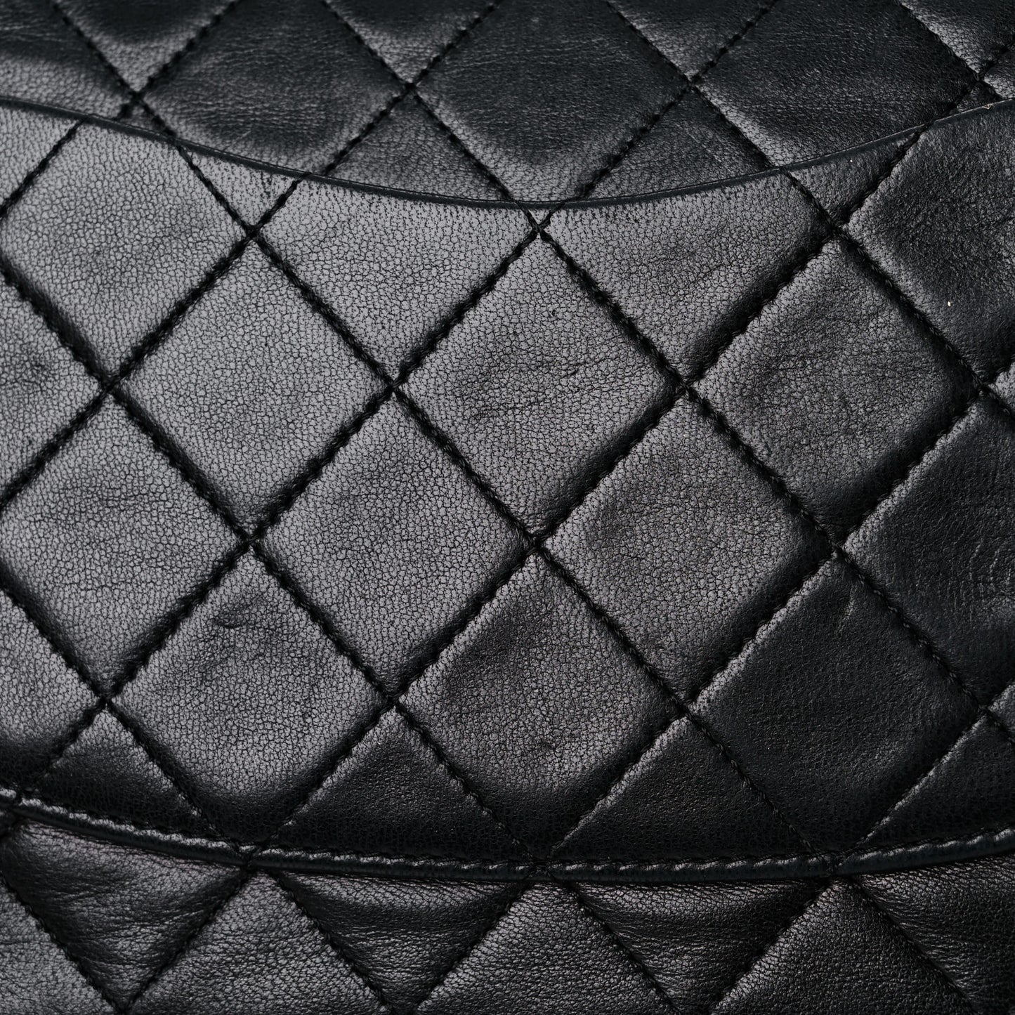 Lambskin Quilted Medium Double Flap Black