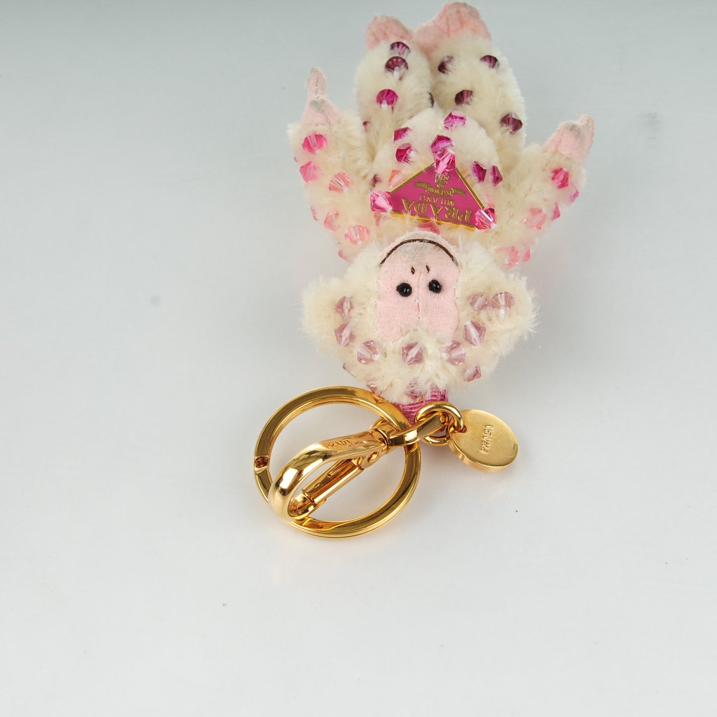 Crystal Trick Monkey Keychain Charm White