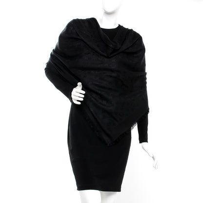 Louis Vuitton Silk Wool Monogram Shawl Black 2 of 4