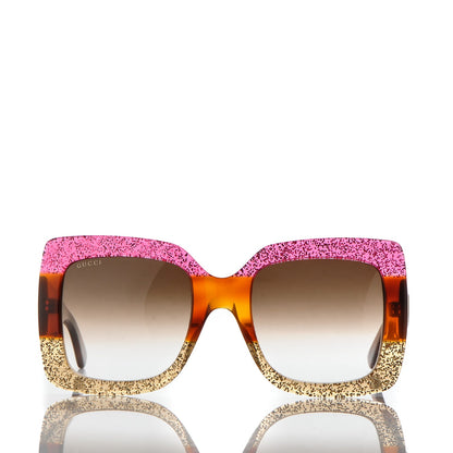 Gucci Square Frame GG0083S Sunglasses Glitter Pink Multi 2 of 7