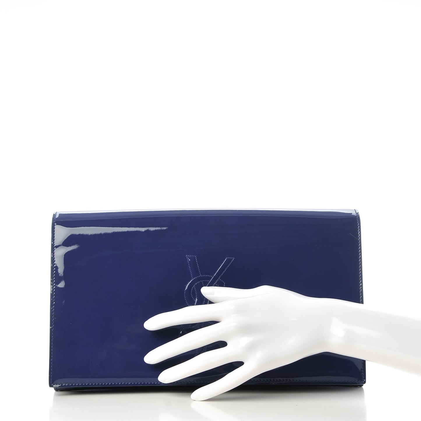 Patent Calfskin Monogram Large Belle De Jour Clutch Royal Blue