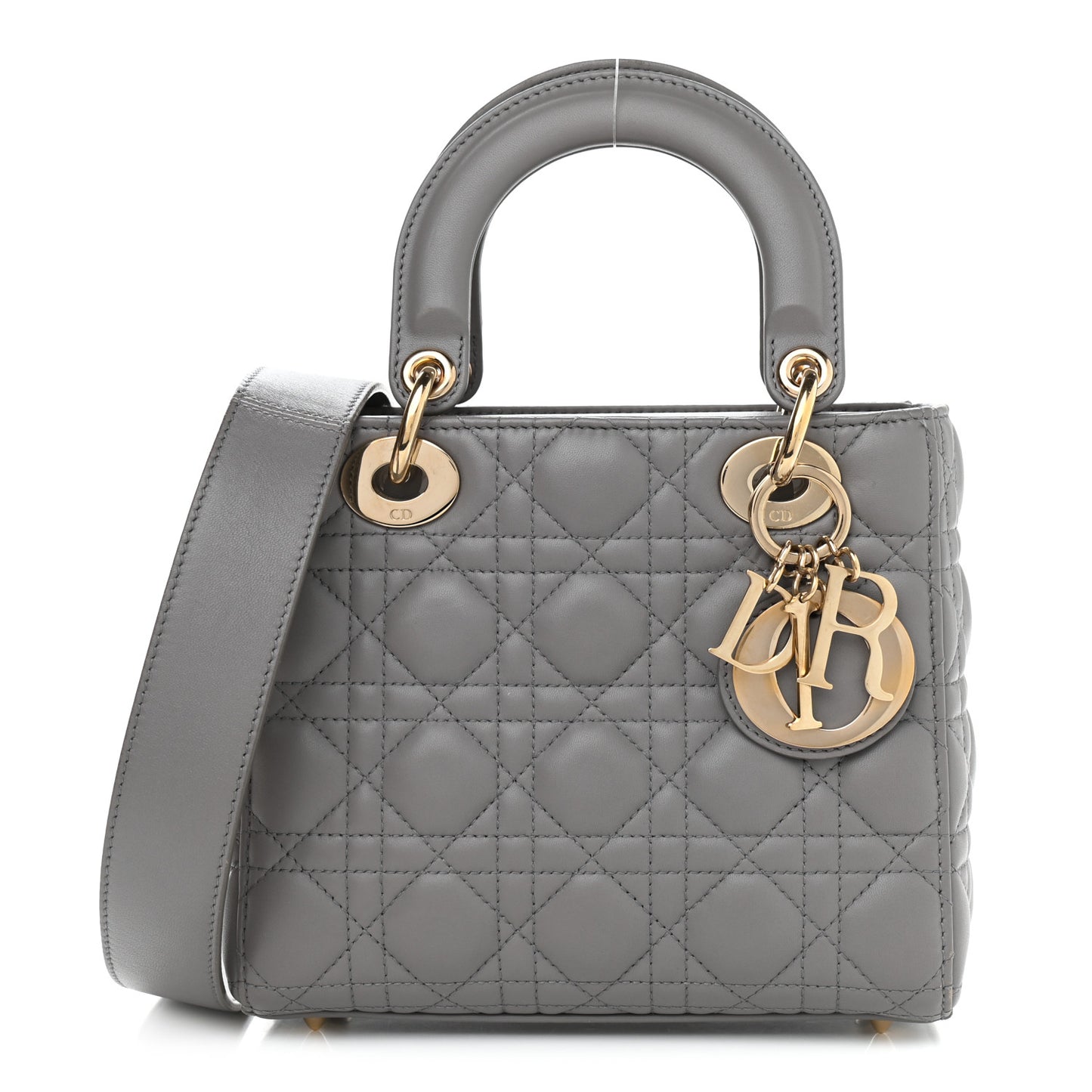 Lambskin Cannage Small Lucky Badges My Lady Dior Grey