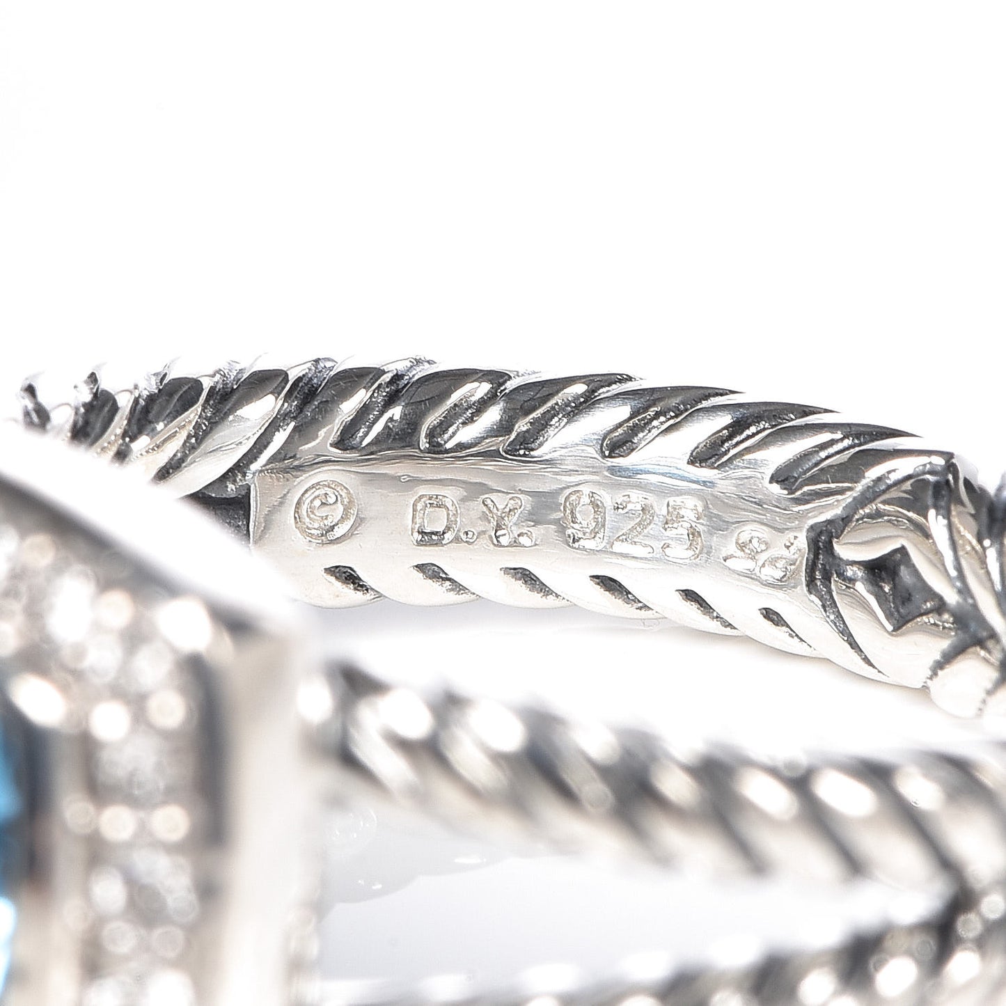 Sterling Silver Diamond Blue Topaz 7mm Petite Albion Ring 52 6
