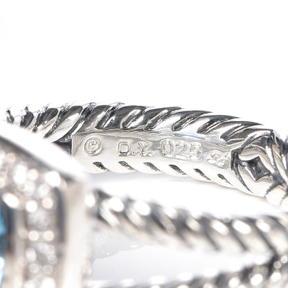 David Yurman Sterling Silver Diamond Blue Topaz 7mm Petite Albion Ring 52 6 5 of 5