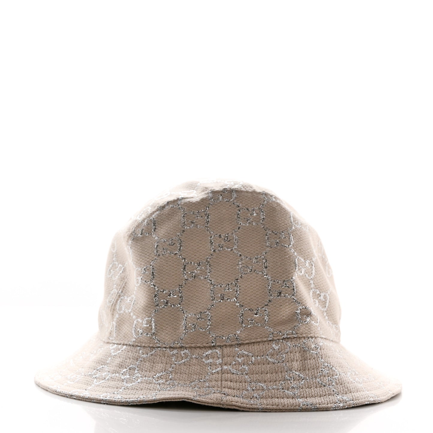 Canvas Lame GG Monogram Bucket Hat XS Gardenia Silver