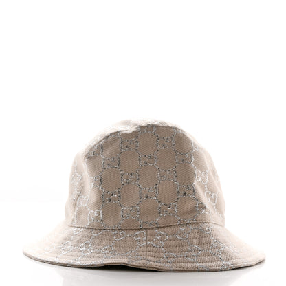 Gucci Canvas Lame GG Monogram Bucket Hat XS Gardenia Silver 4 of 9