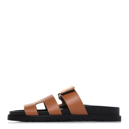 Hermes Calfskin Womens Chypre Sandals 36 Gold 1 of 9