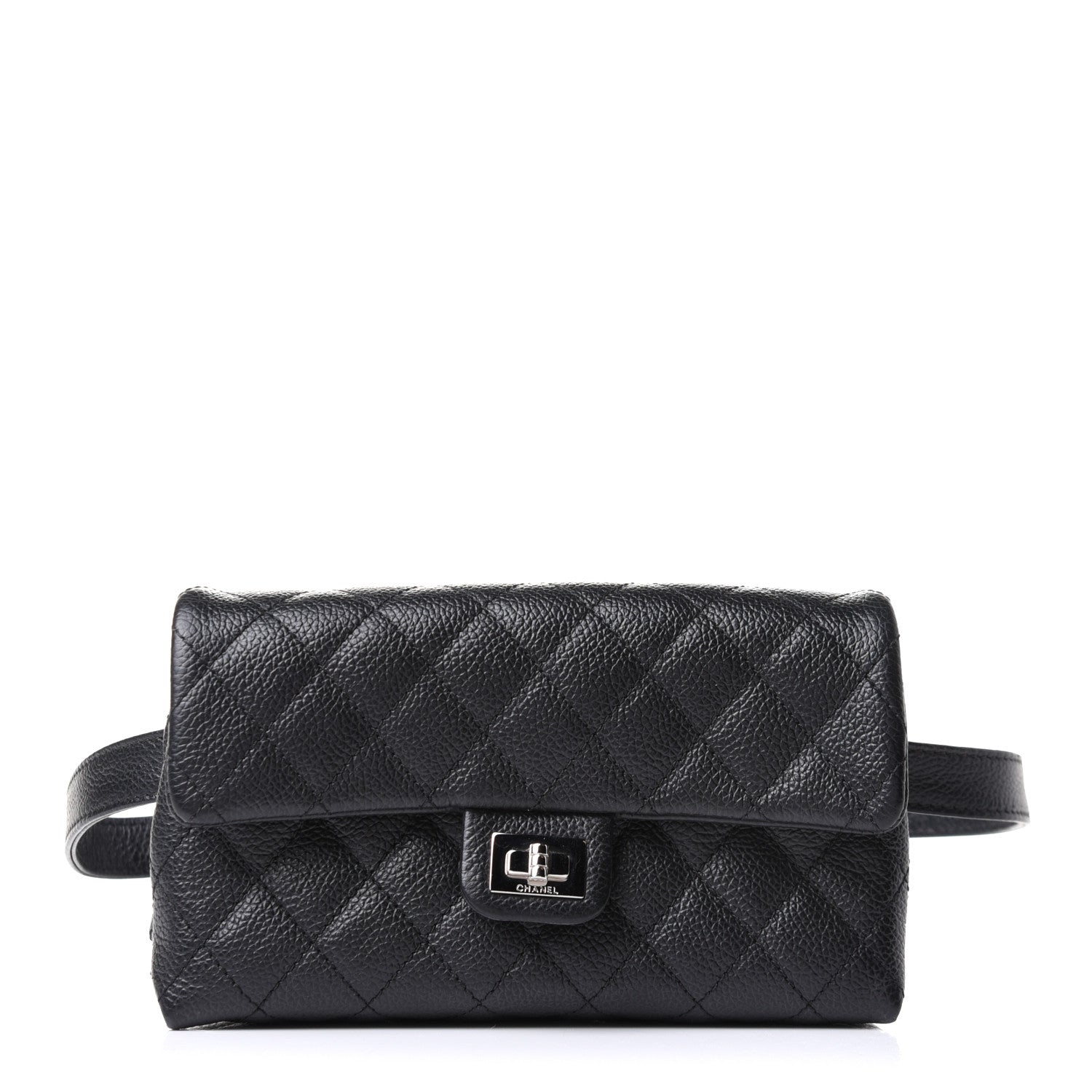 Chanel Grained Calfskin Quilted 2.55 Reissue Flap Belt Bag Clutch Black 1 of 11